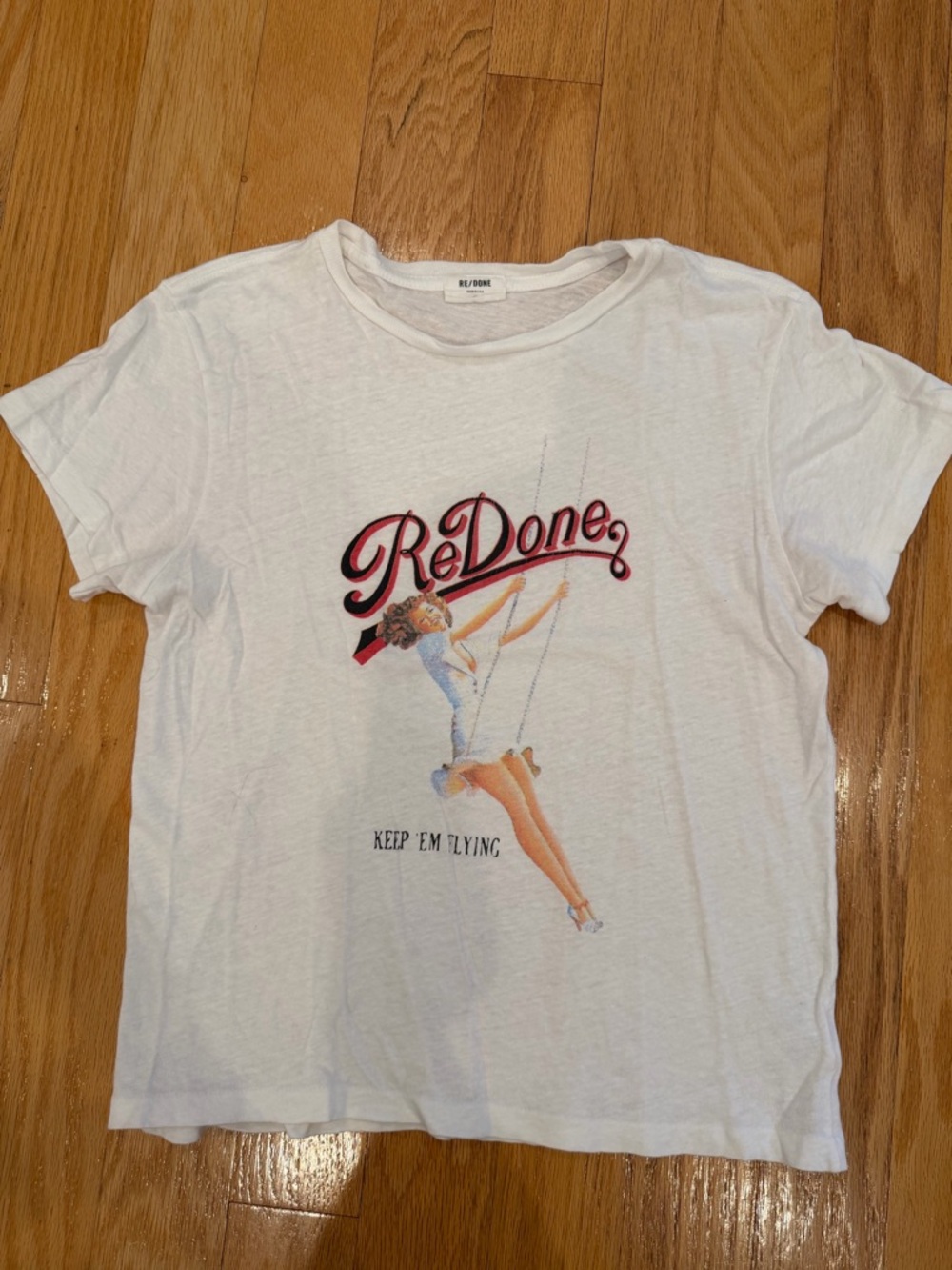 Re/Done ‘Keep Em Flying’ graphic white tee